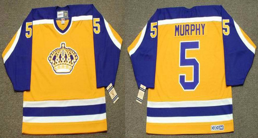 2019 Men Los Angeles Kings 5 Murphy Yellow CCM NHL jerseys